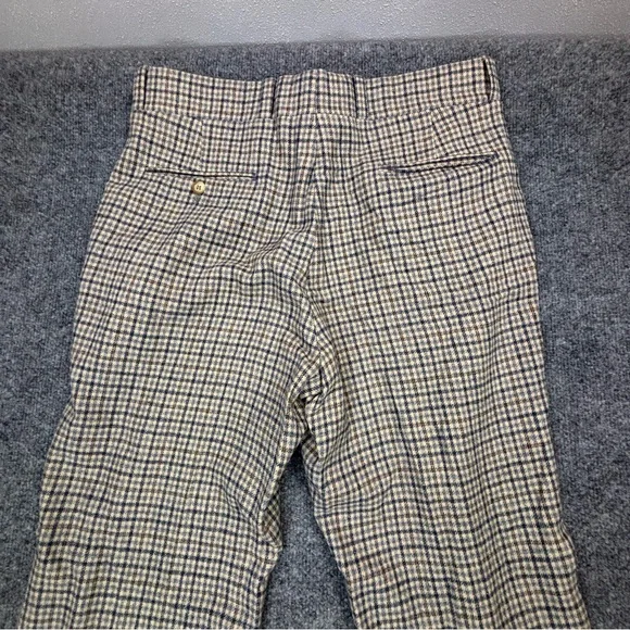 VTG Pendleton Wool Pants 32x29 60s 70s Beige Blue Plaid Check Trousers USA Made - Picture 16 of 16